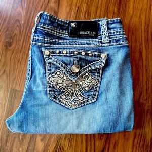Grace In LA Rhinestone Boot Cut Jeans Women's 30